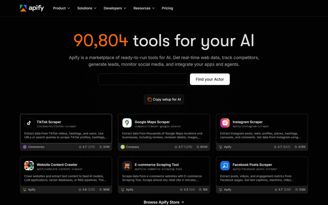 Apify homepage