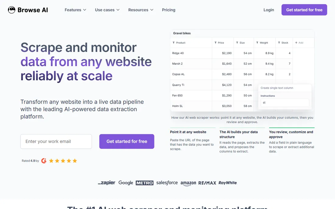 Browse AI homepage