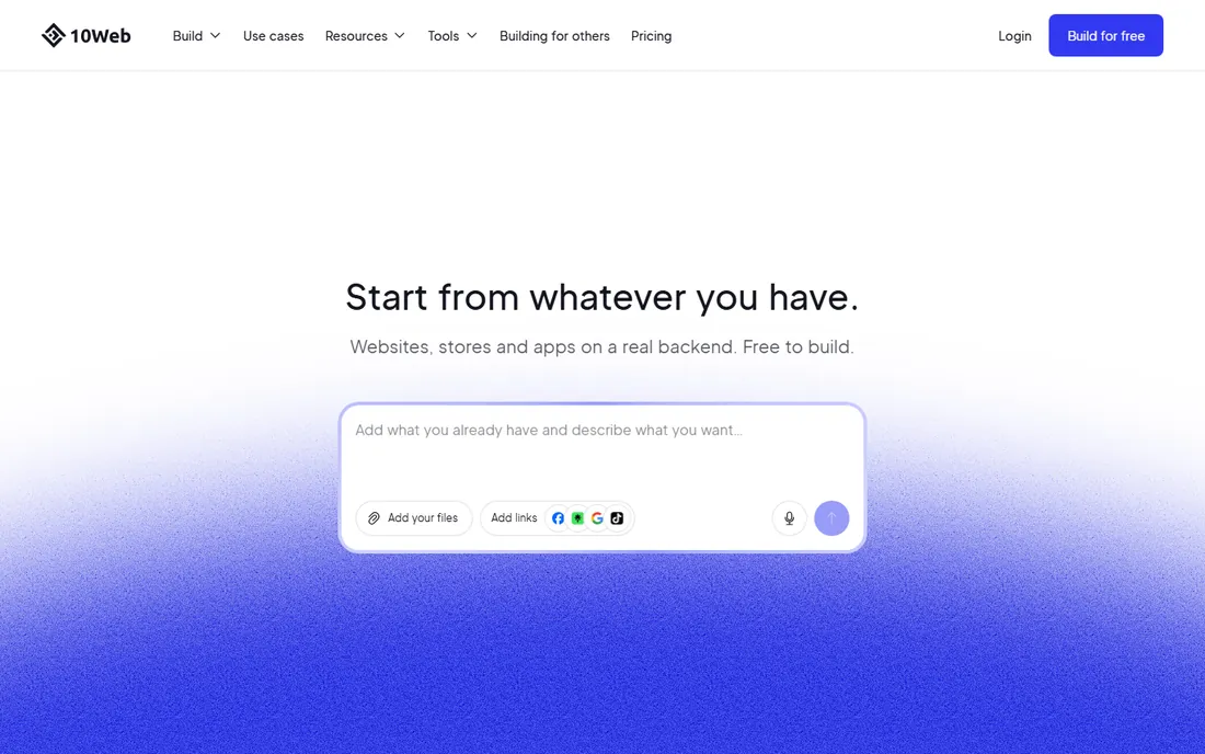 10Web homepage