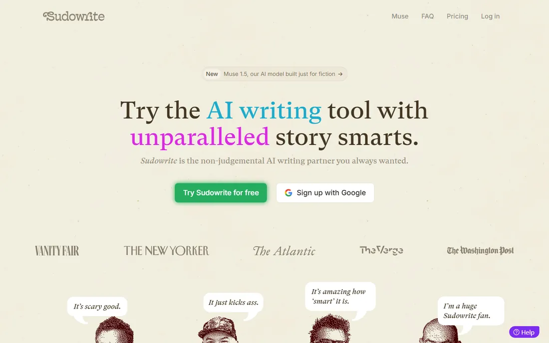 Sudowrite homepage