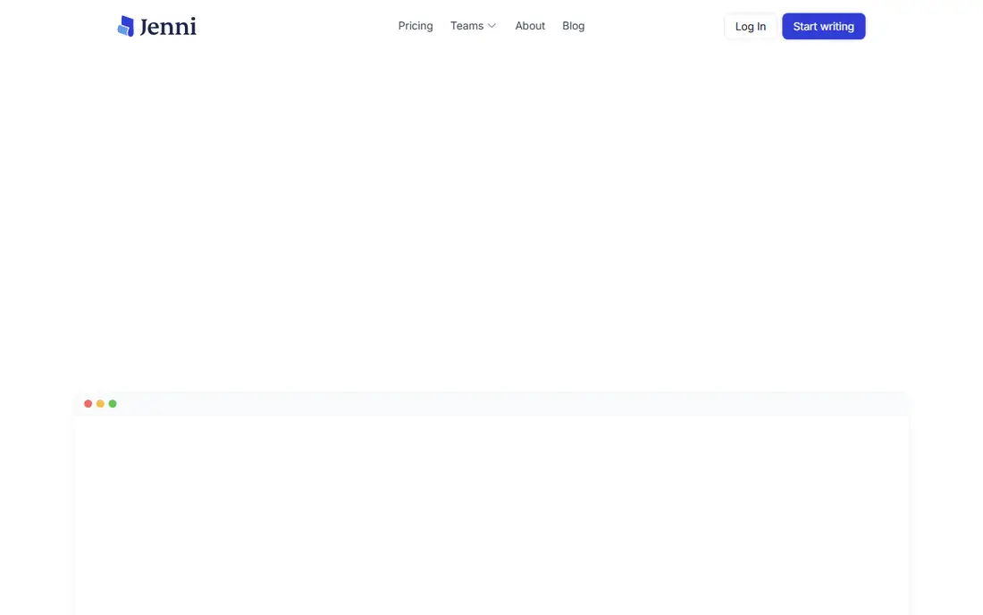 Jenni AI homepage
