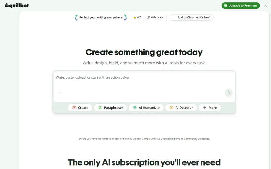 QuillBot homepage
