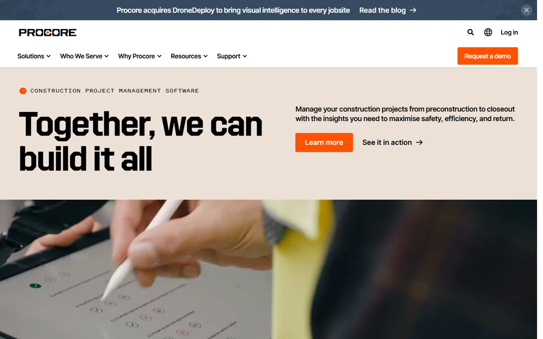 Procore homepage