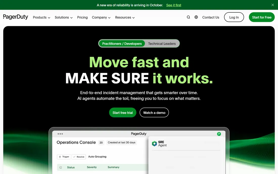 PagerDuty homepage