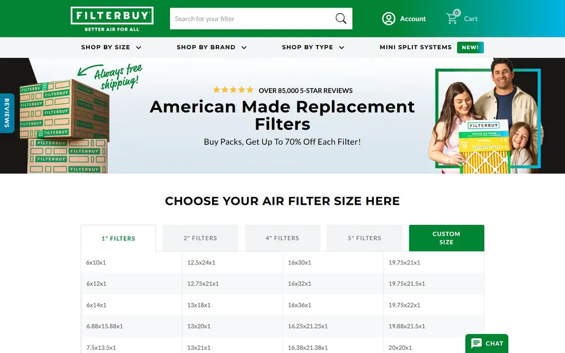 Filterbuy homepage