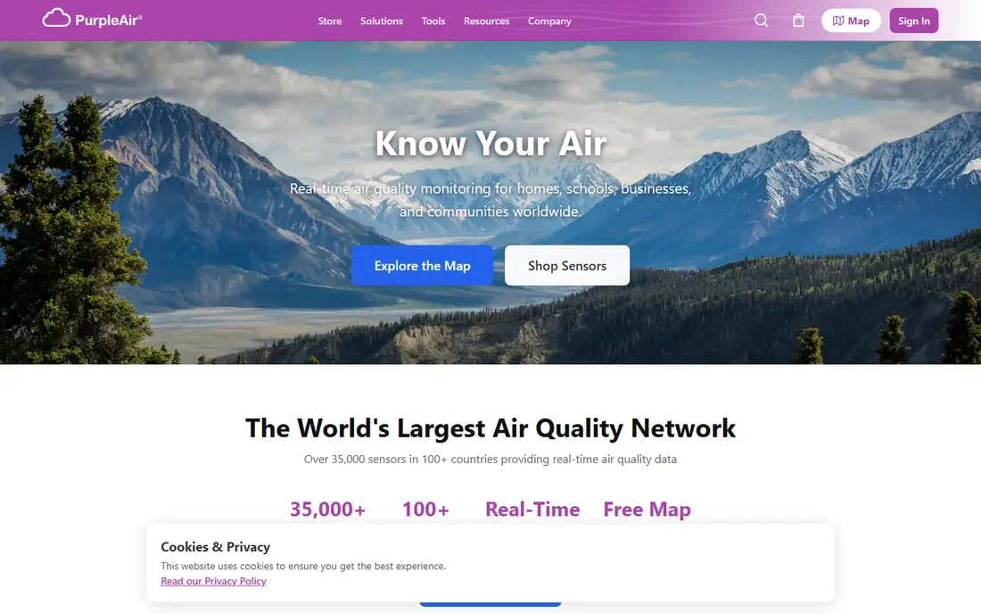 PurpleAir homepage