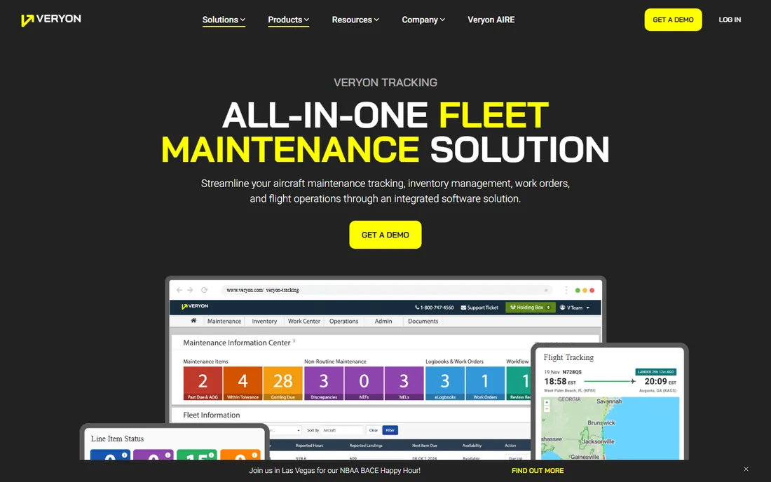 Veryon Tracking homepage