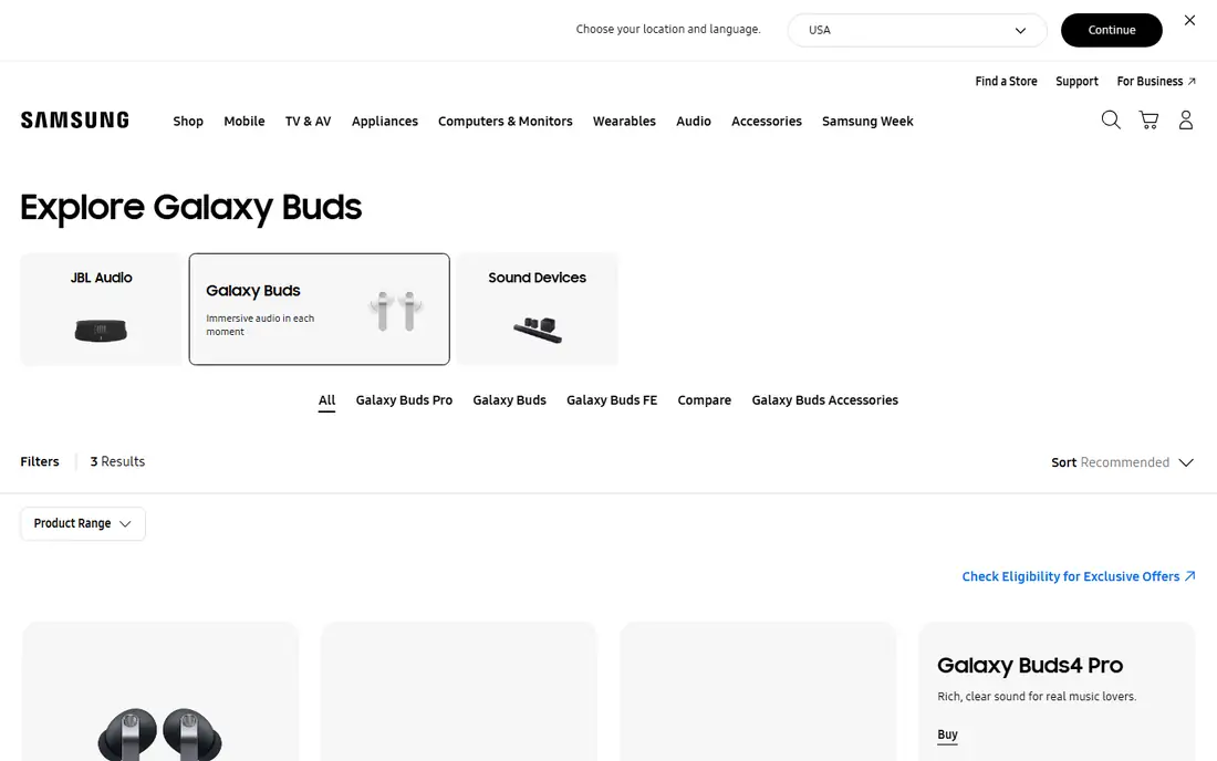 Samsung Galaxy Buds3 Pro homepage