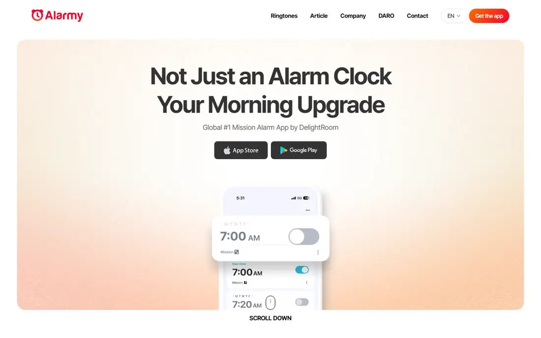 Alarmy homepage