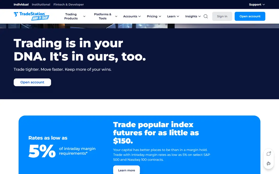 TradeStation homepage