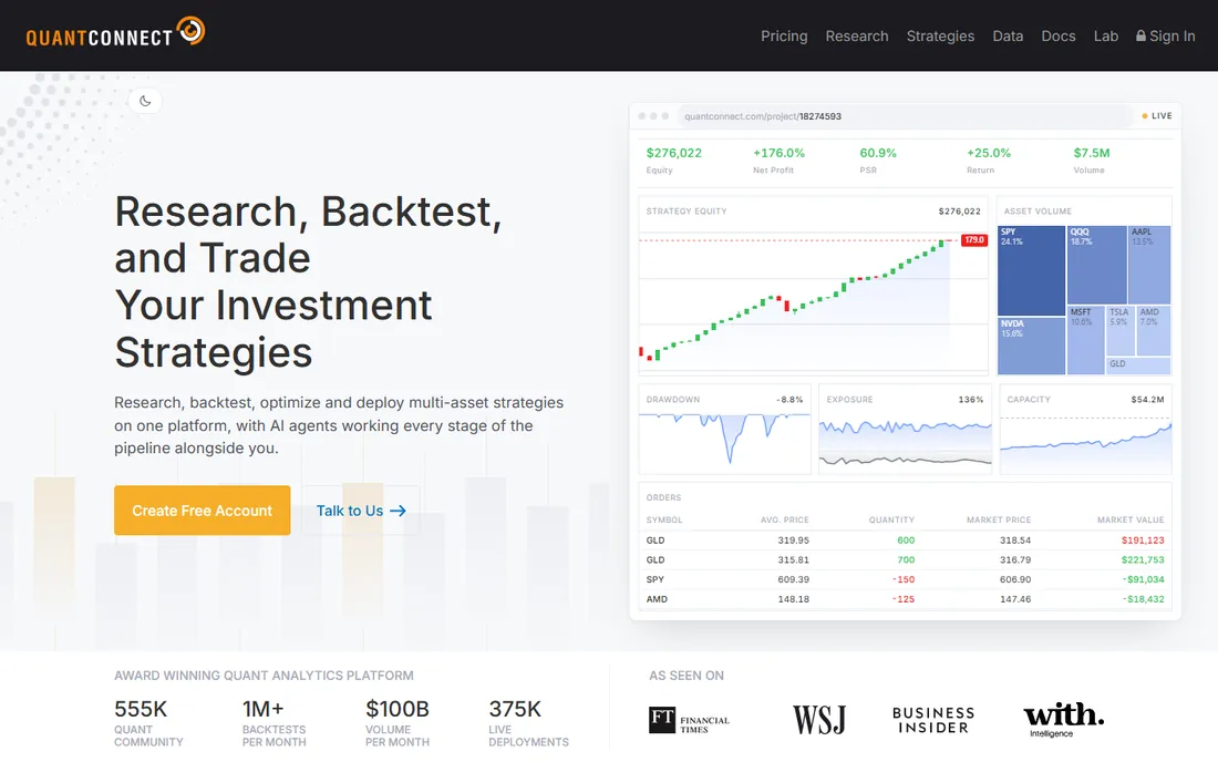 QuantConnect homepage
