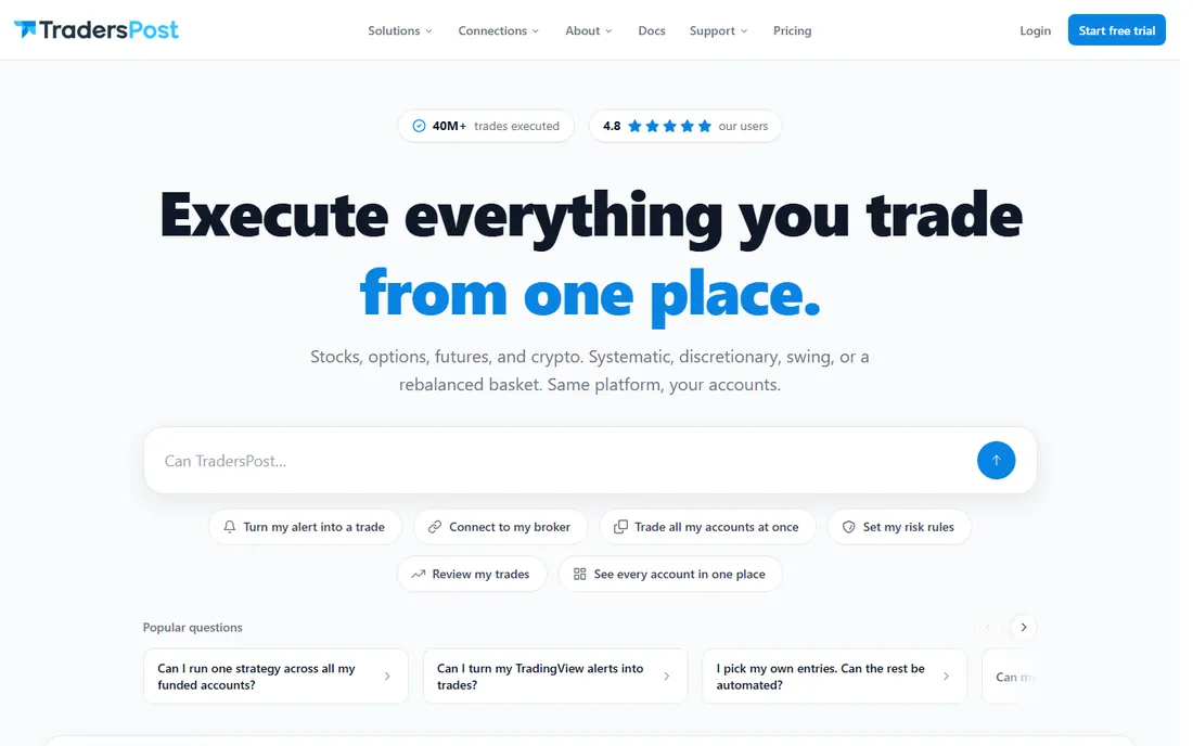 TradersPost homepage