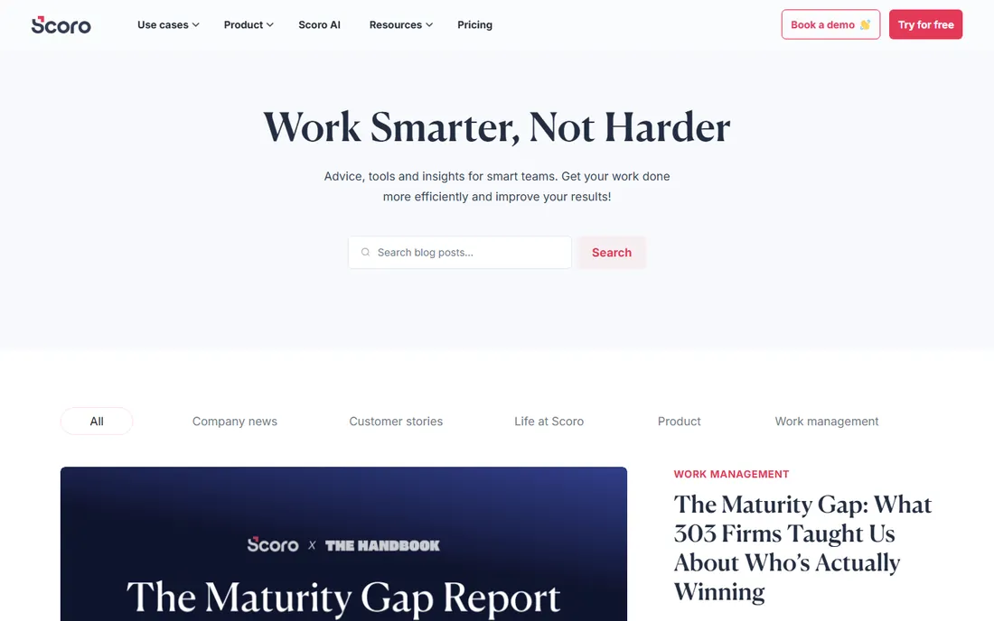 Scoro homepage