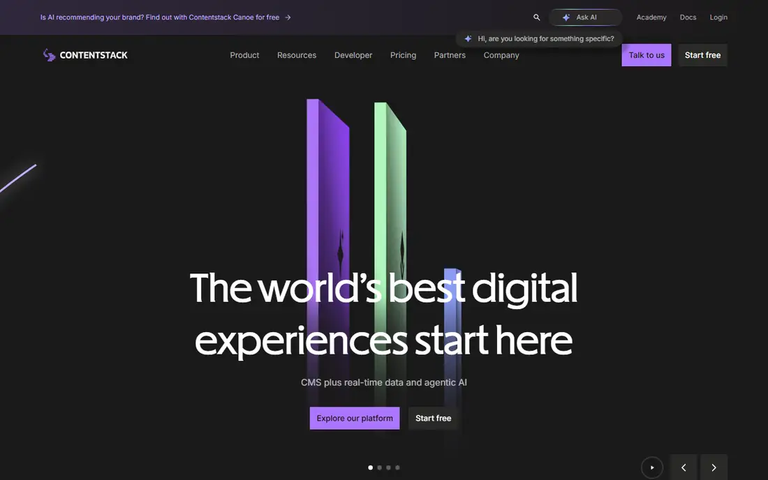 Contentstack homepage