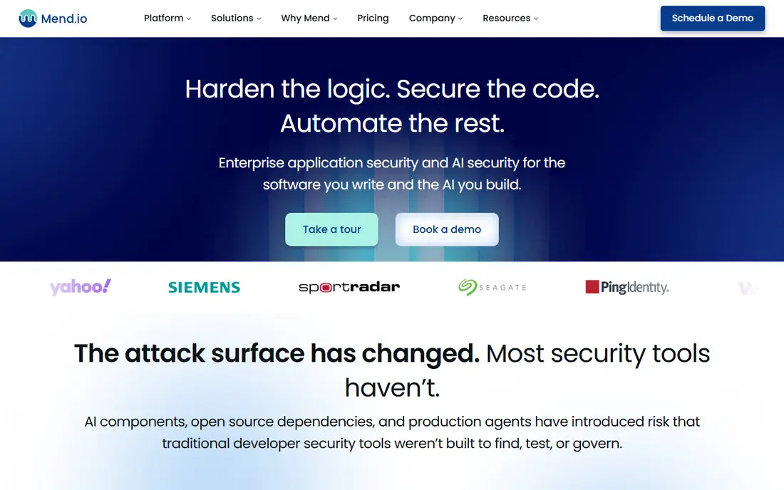 Mend homepage