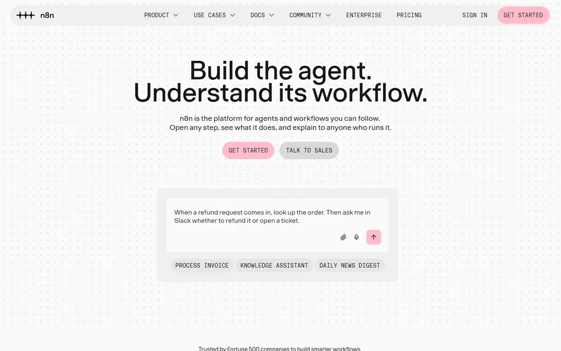 n8n homepage