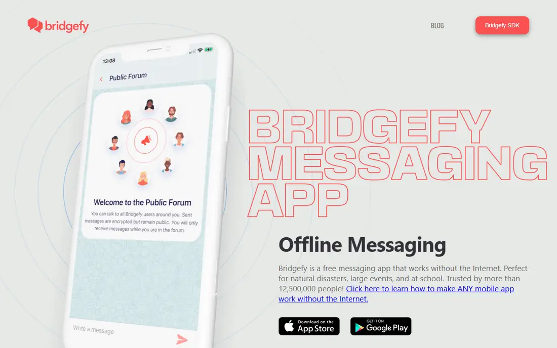 Bridgefy homepage