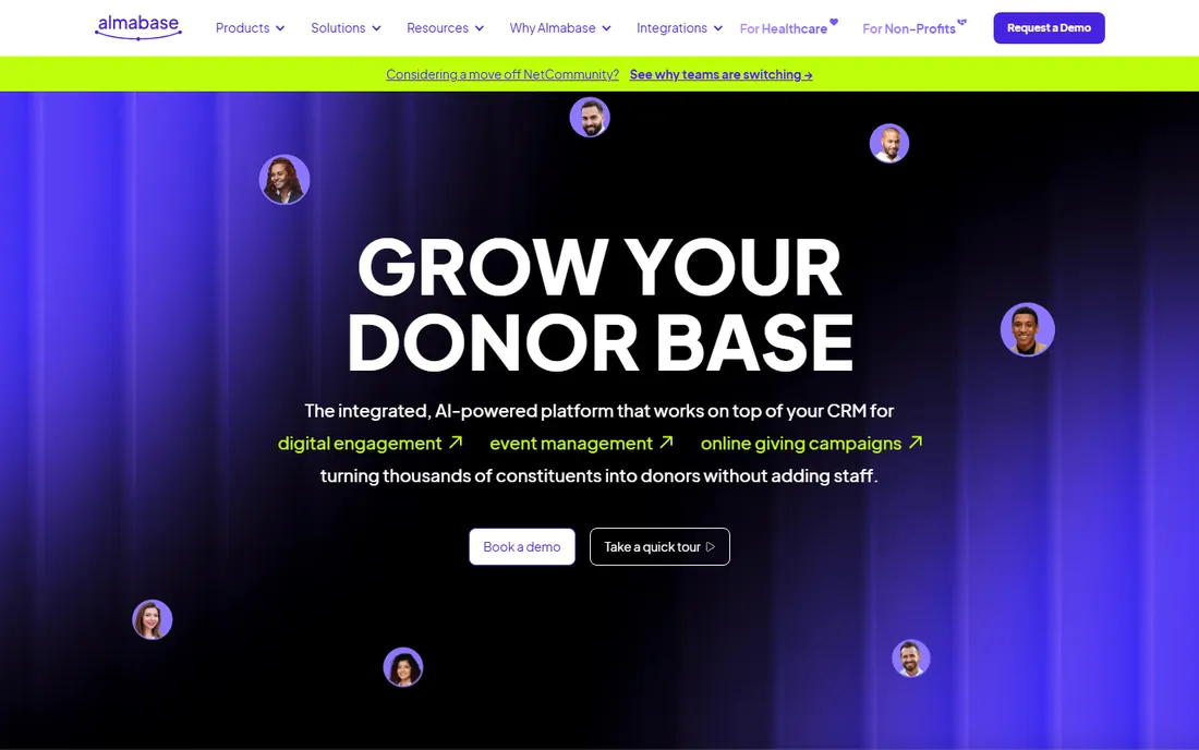 Almabase homepage