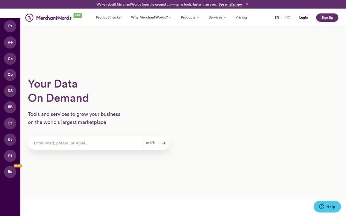 MerchantWords homepage
