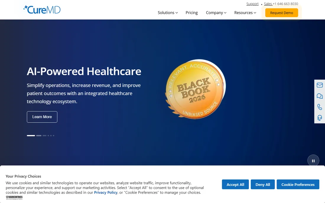 CureMD homepage