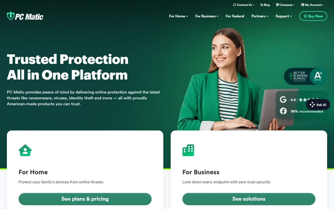 PC Matic homepage