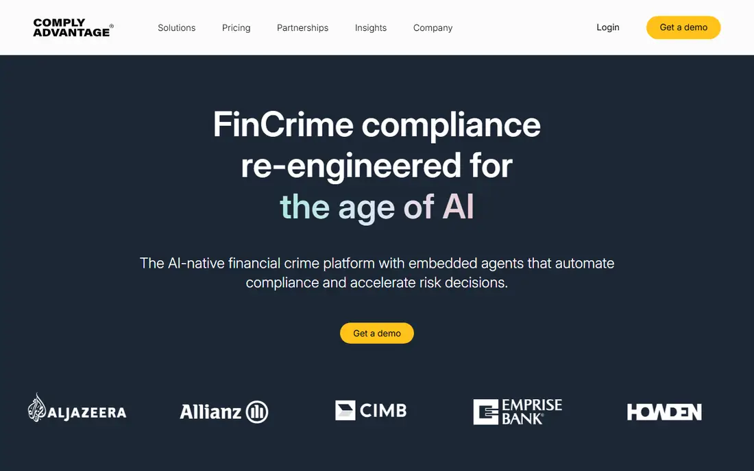 ComplyAdvantage homepage