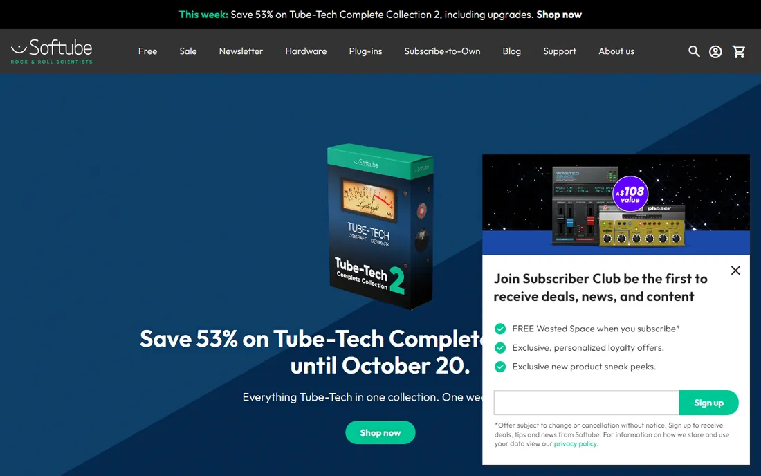 Softube Amp Room homepage
