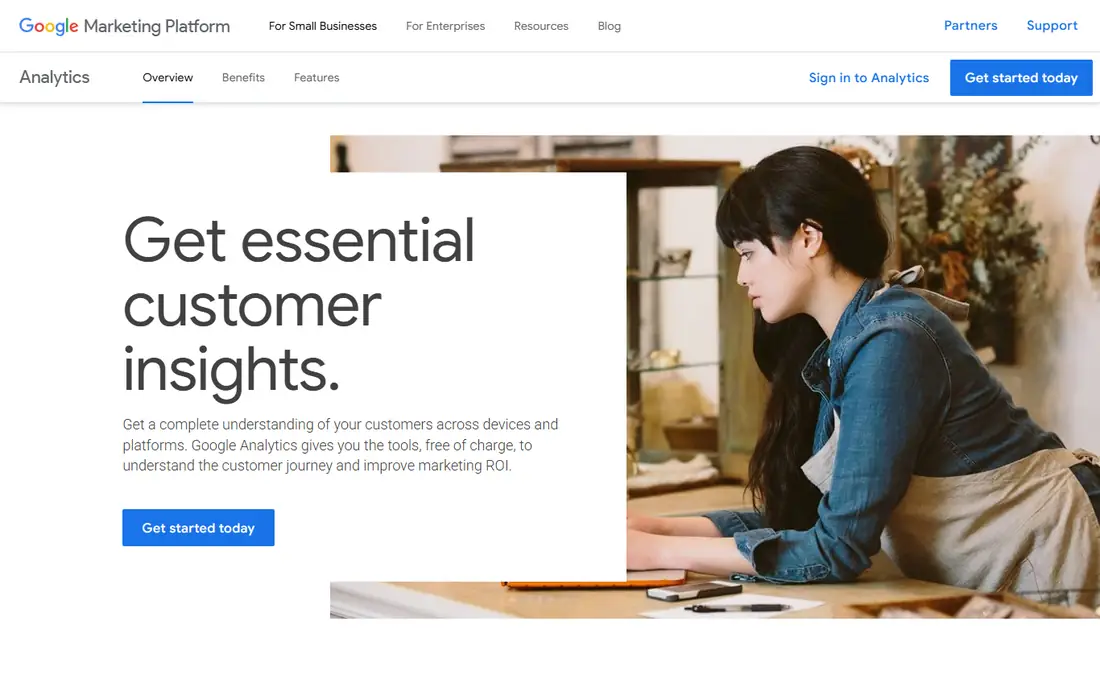 Google Analytics homepage