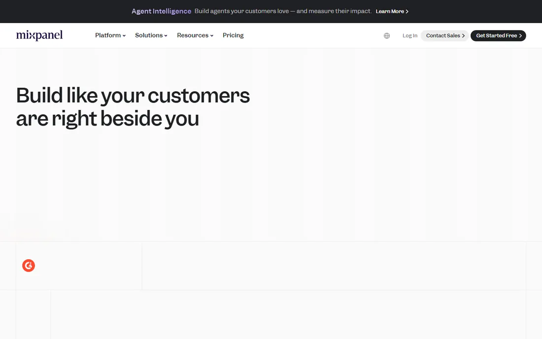 Mixpanel homepage