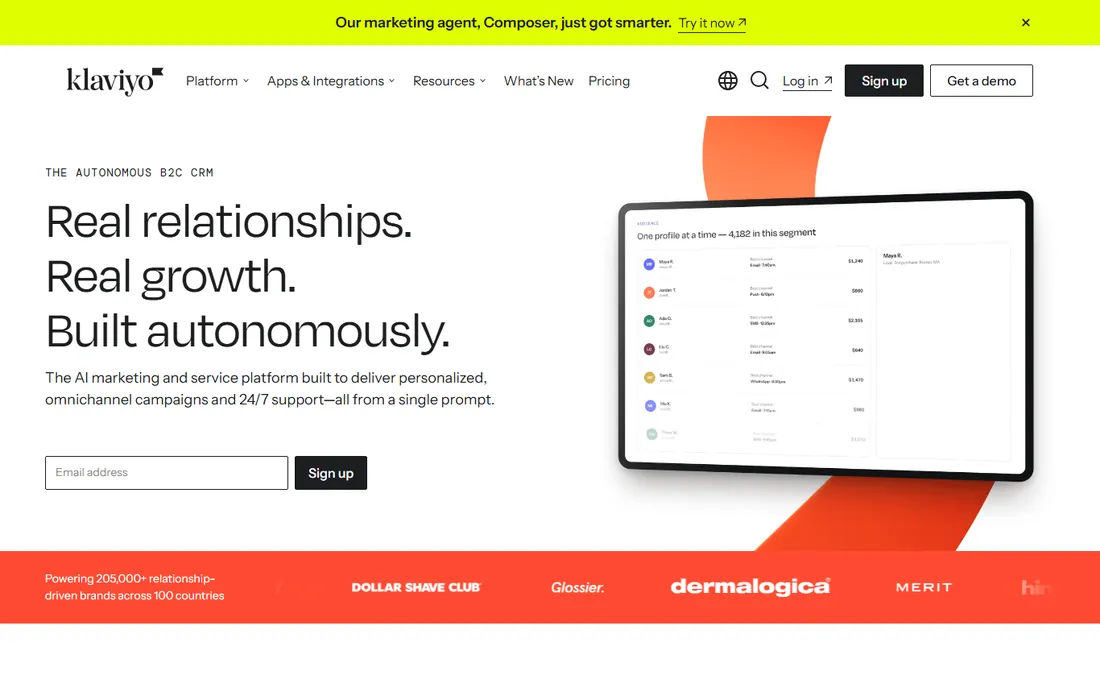 Klaviyo homepage