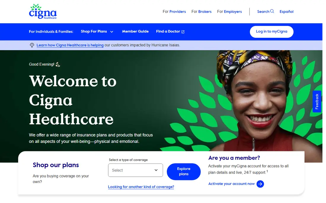 Cigna homepage