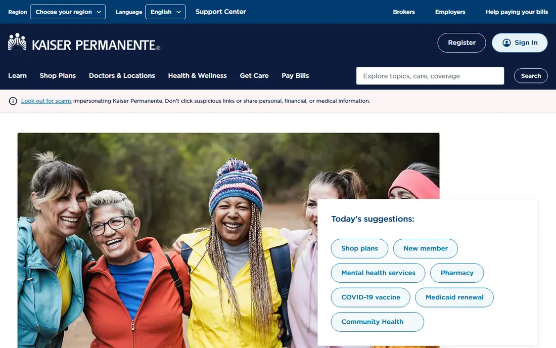 Kaiser Permanente homepage