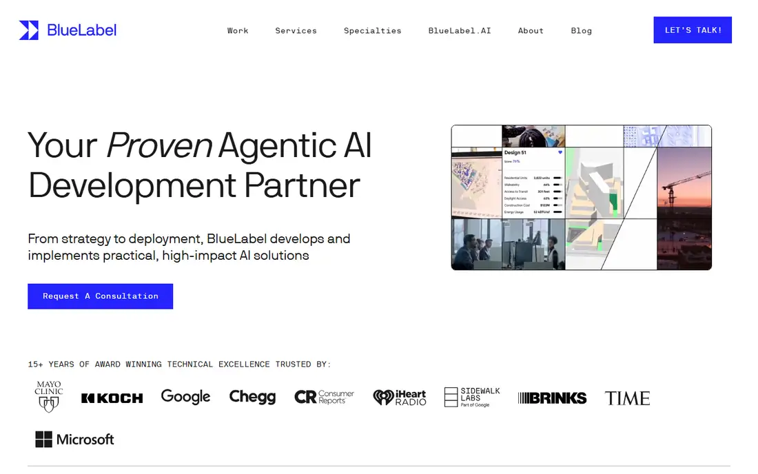 Blue Label Labs homepage