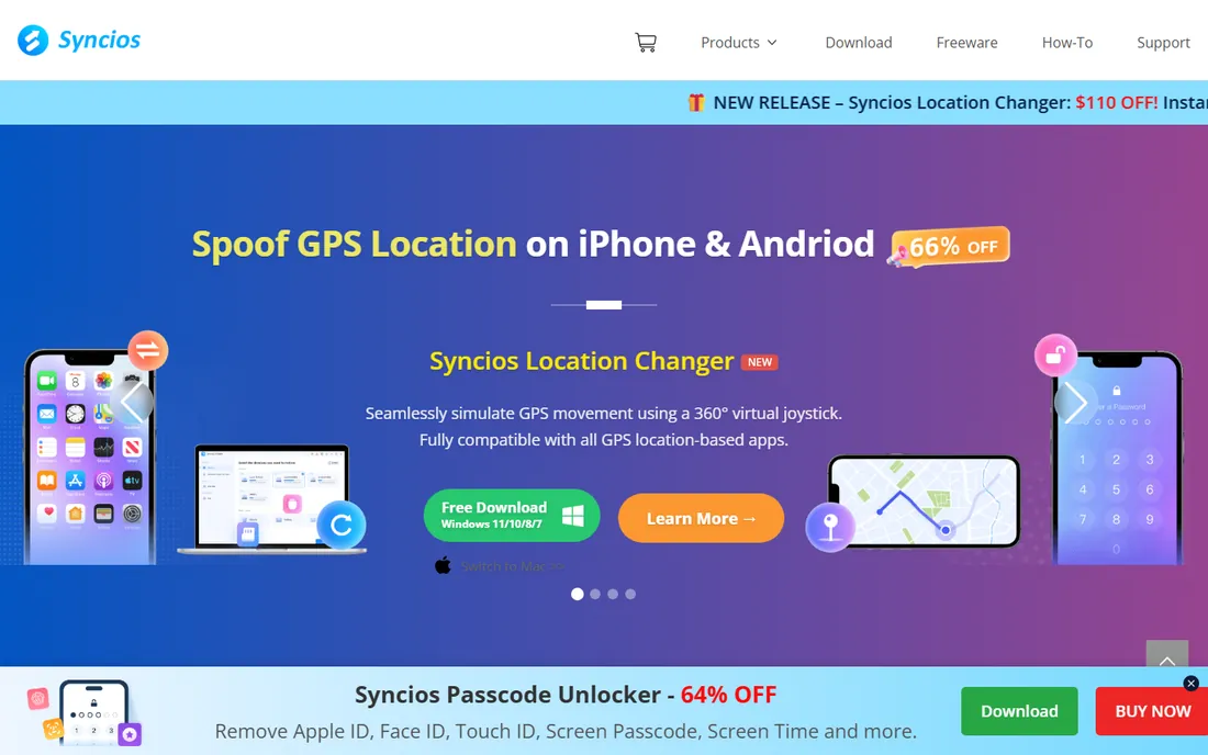 Syncios homepage