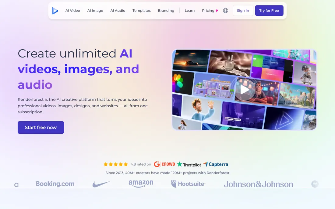 Renderforest homepage