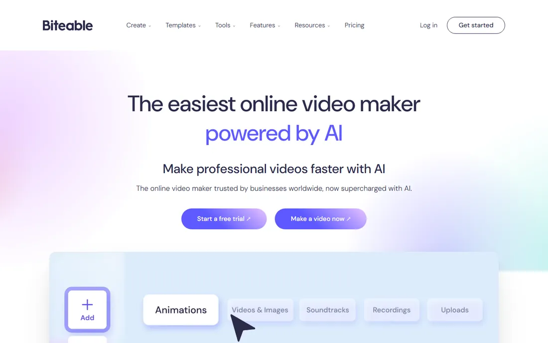 Biteable homepage