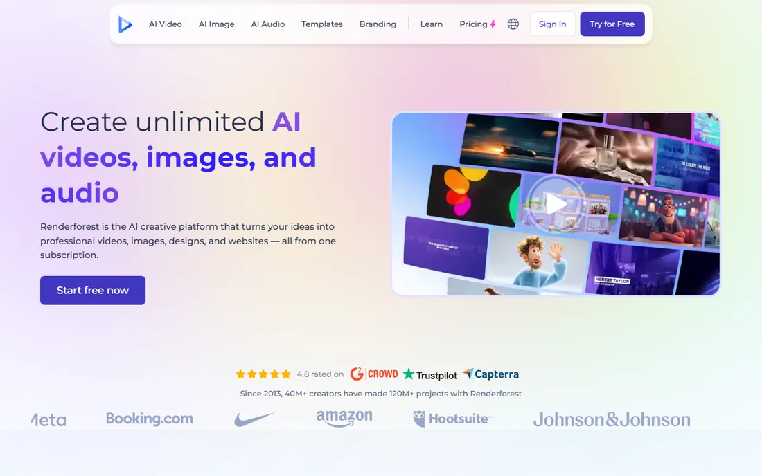 Renderforest homepage