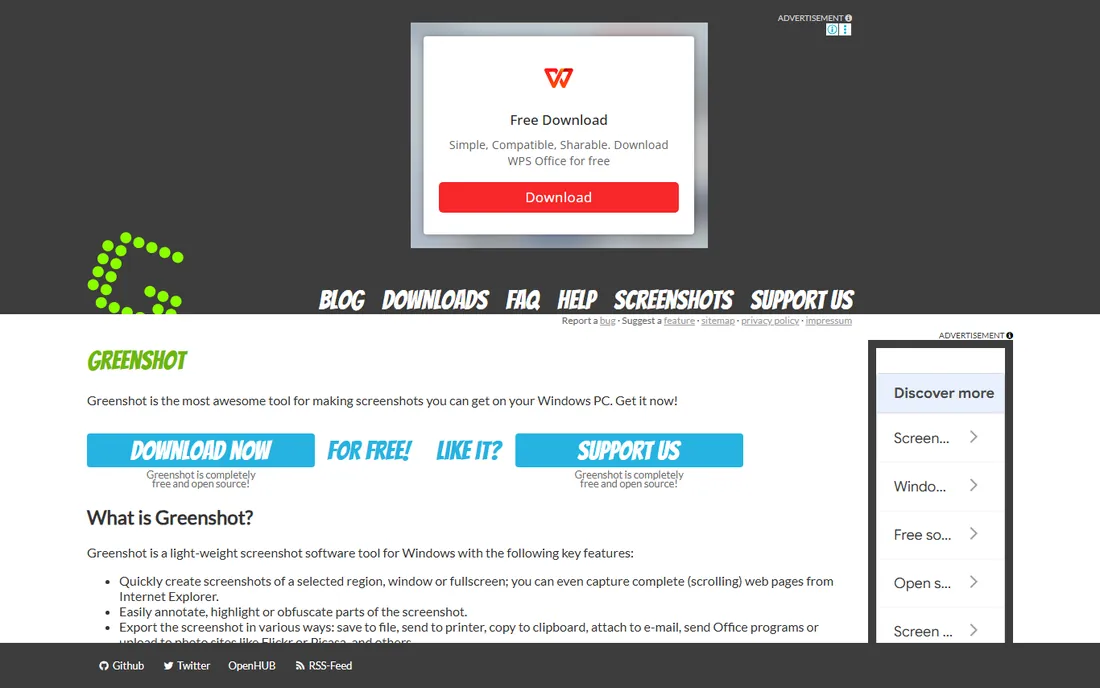 Greenshot homepage