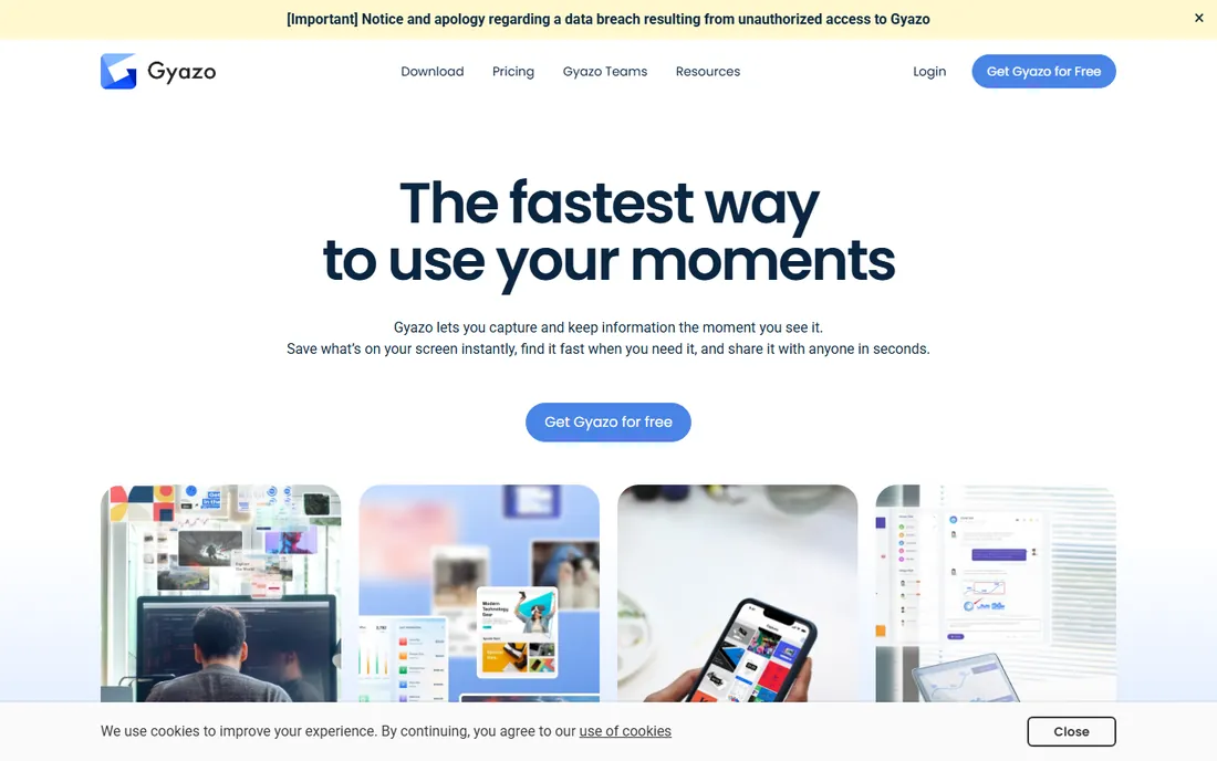 Gyazo homepage