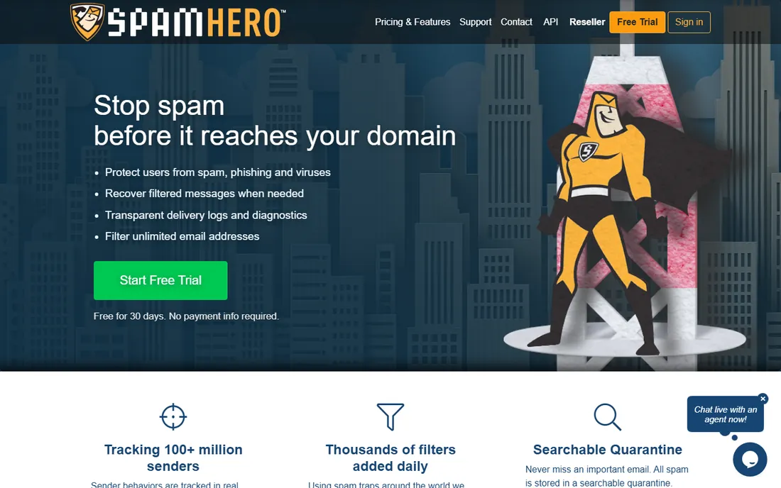 SpamHero homepage