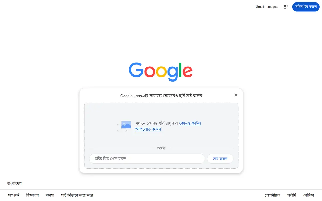 Google Lens homepage
