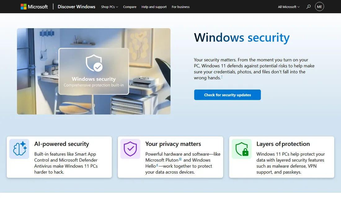 Microsoft Defender homepage