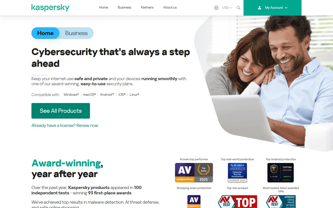 Kaspersky homepage