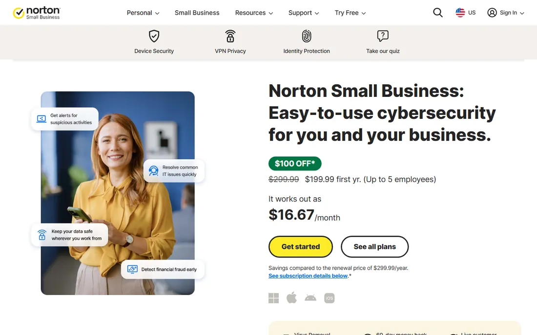 Norton Small Business homepage