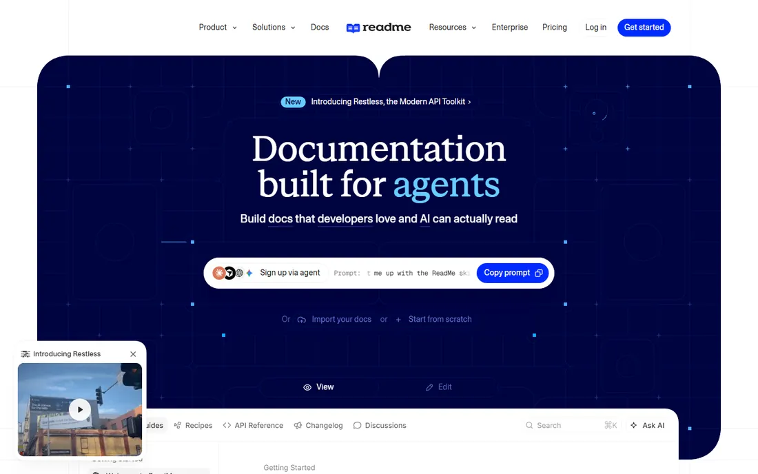 ReadMe homepage