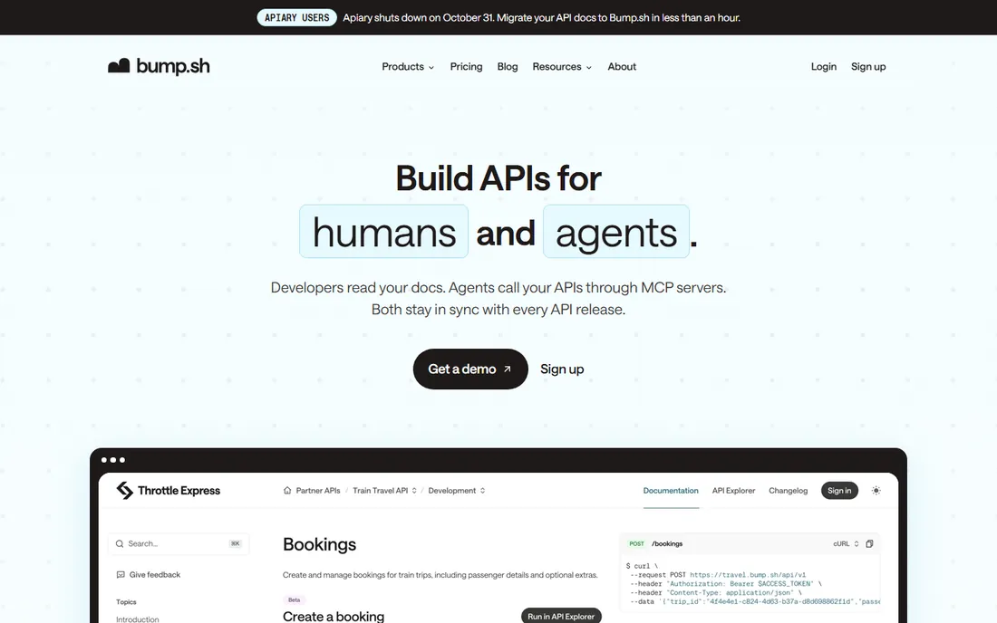 Bump.sh homepage