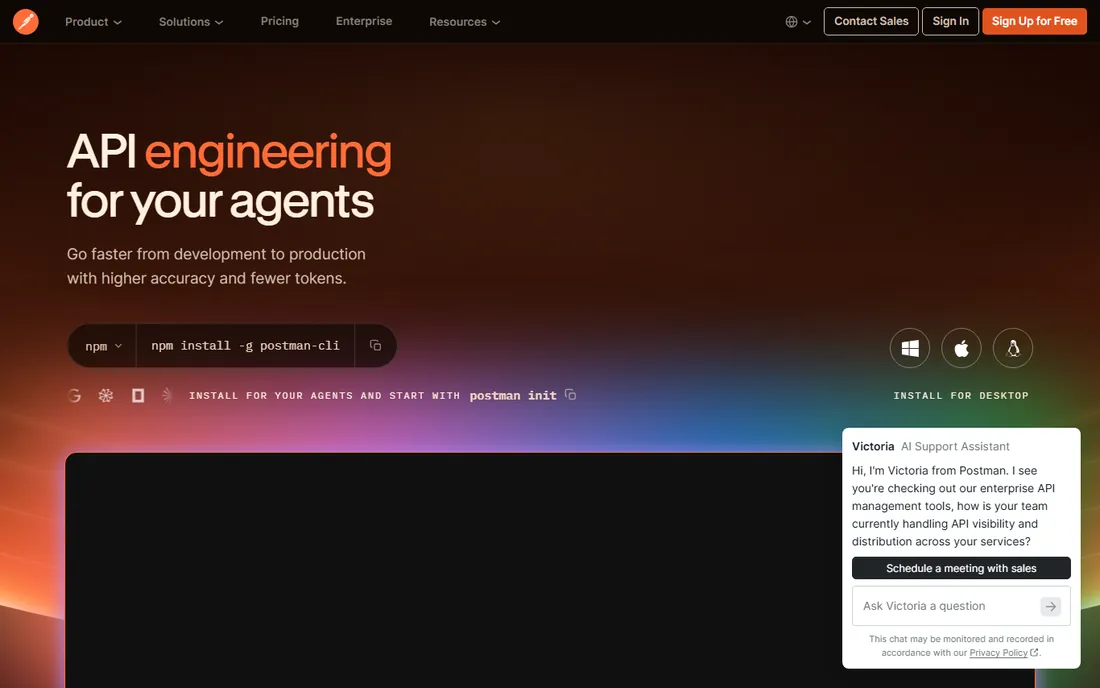 Postman homepage