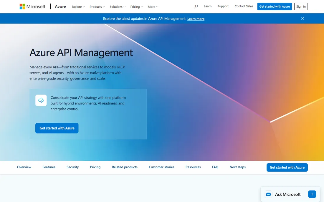 Azure API Management homepage