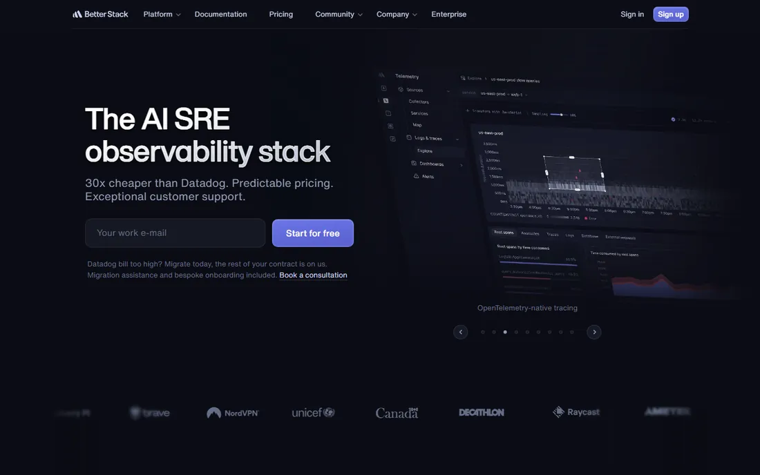 Better Stack homepage