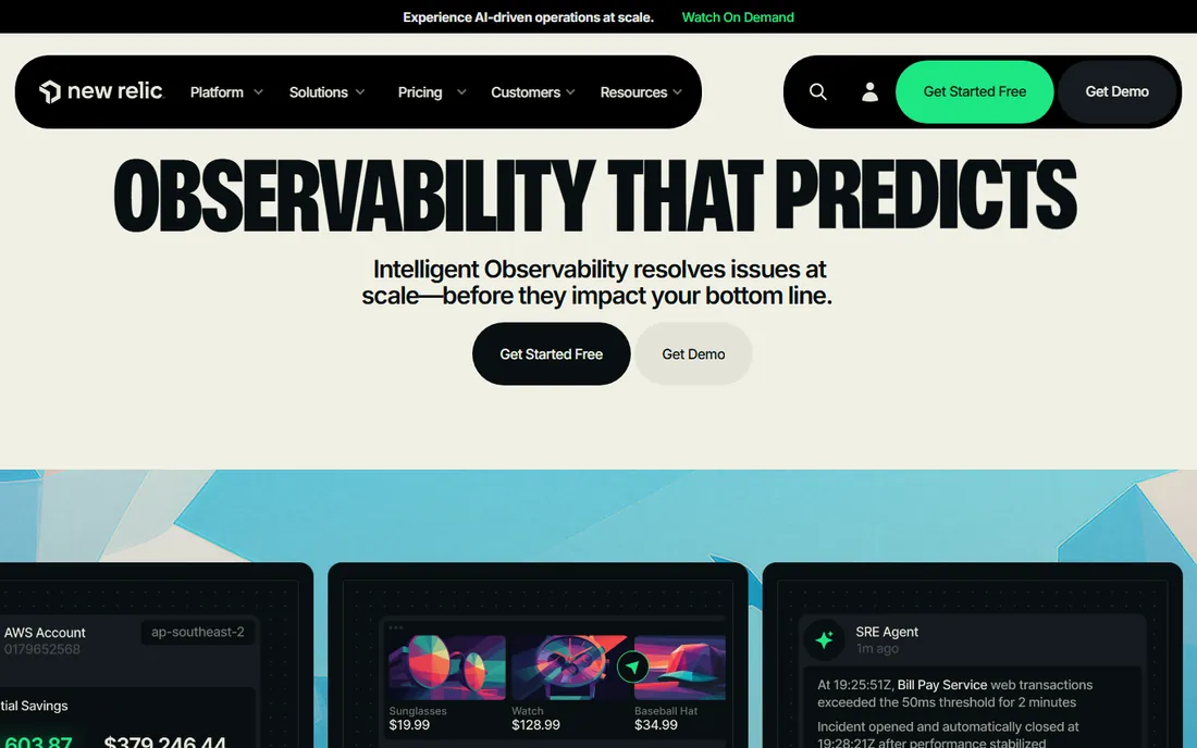 New Relic homepage